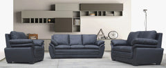 BLACK SOFA SUITES SETTEE 3 2 1 SEATER ARMCHAIR FAUX LEATHER