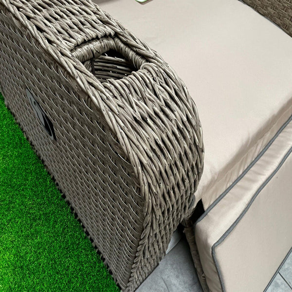 RATTAN RECLINER WICKER GARDEN OUTDOOR SUN LOUNGER  FURNITURE PATIO GREY