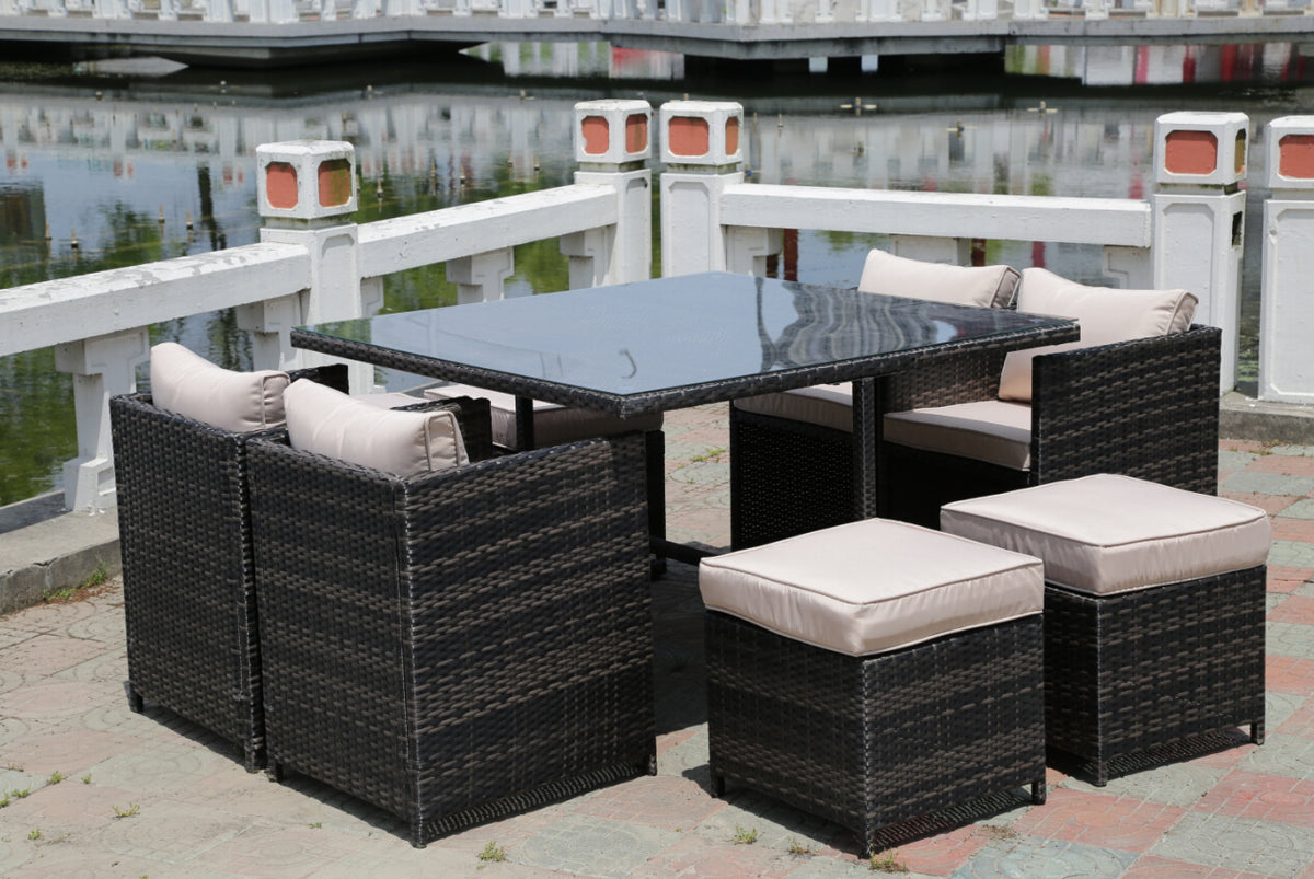 RATTAN WICKER CONSERVATORY OUTDOOR GARDEN FURNITURE PATIO CUBE