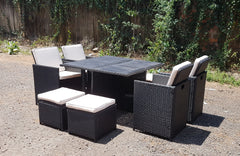 RATTAN WICKER CONSERVATORY OUTDOOR GARDEN FURNITURE PATIO CUBE TABLE CHAIR SET