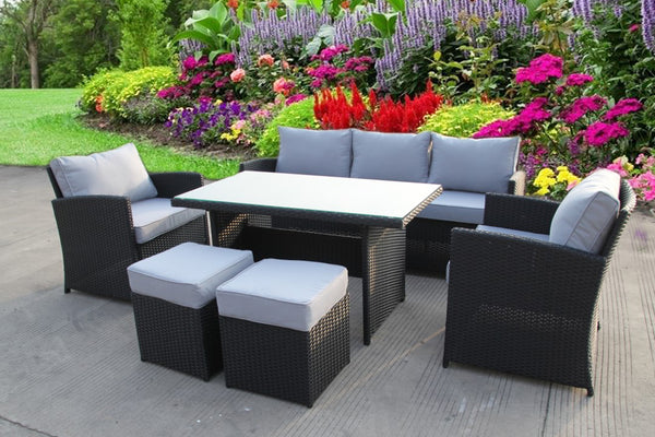 RATTAN WICKER CONSERVATORY OUTDOOR GARDEN FURNITURE DINING SET CORNER SOFA TABLE
