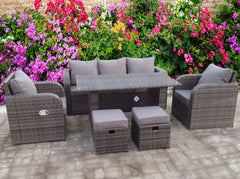 RECLINER RATTAN WICKER CONSERVATORY OUTDOOR GARDEN FURNITURE SET DINING SOFA