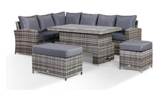 NEW RATTAN GARDEN WICKER OUTDOOR CONSERVATORY CORNER SOFA DINING FURNITURE SET