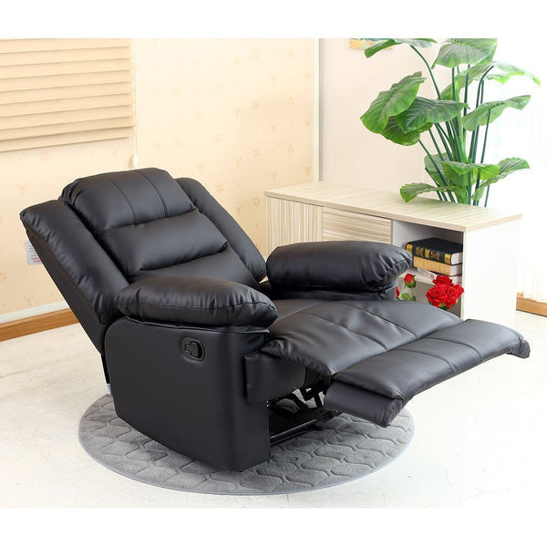 RECLINER BLACK SOFA SUITES SETTEE  3 2 1 SEATER ARMCHAIR FAUX LEATHER