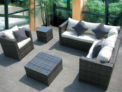NEW RATTAN WICKER CONSERVATORY OUTDOOR GARDEN FURNITURE SET CORNER SOFA TABLE