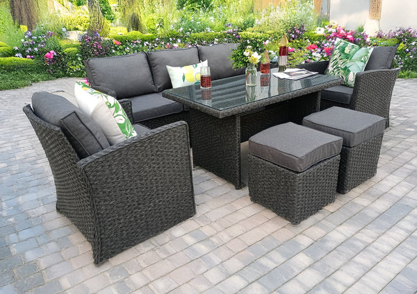 RATTAN WICKER CONSERVATORY OUTDOOR GARDEN FURNITURE PE DINING SET CORNER SOFA TABLE