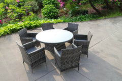 BISTRO 6 SIX RATTAN WICKER GARDEN OUTDOOR TABLE AND CHAIRS FURNITURE PATIO GREY