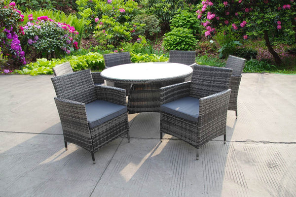 BISTRO 6 SIX RATTAN WICKER GARDEN OUTDOOR TABLE AND CHAIRS FURNITURE PATIO GREY