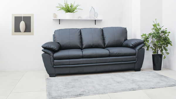 LAZY BOY BLACK SOFA SUITES SETTEE 3 2 1 SEATER ARMCHAIR FAUX LEATHER