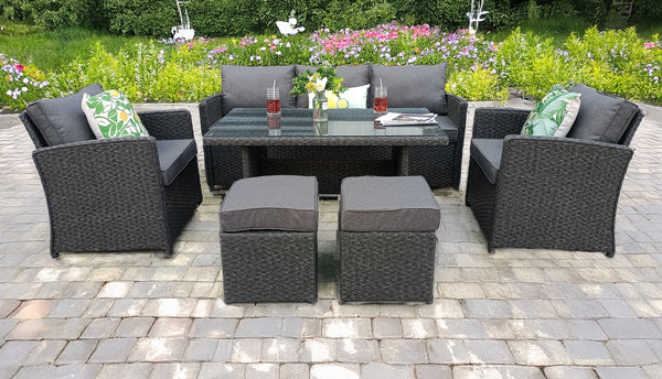 RATTAN WICKER CONSERVATORY OUTDOOR GARDEN FURNITURE PE DINING SET CORNER SOFA TABLE