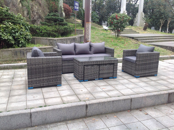 NEW RATTAN GARDEN WICKER OUTDOOR CONSERVATORY CORNER SOFA FURNITURE SET