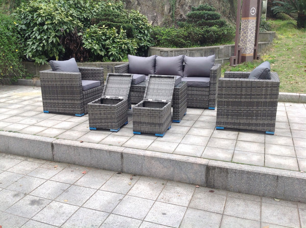 NEW RATTAN GARDEN WICKER OUTDOOR CONSERVATORY CORNER SOFA FURNITURE SET