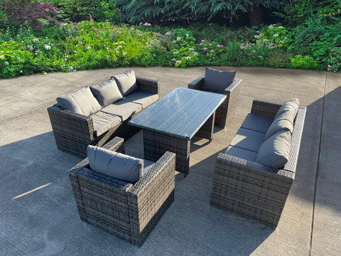 RATTAN WICKER GARDEN OUTDOOR TABLE AND CHAIRS FURNITURE PATIO DINING SET GREY