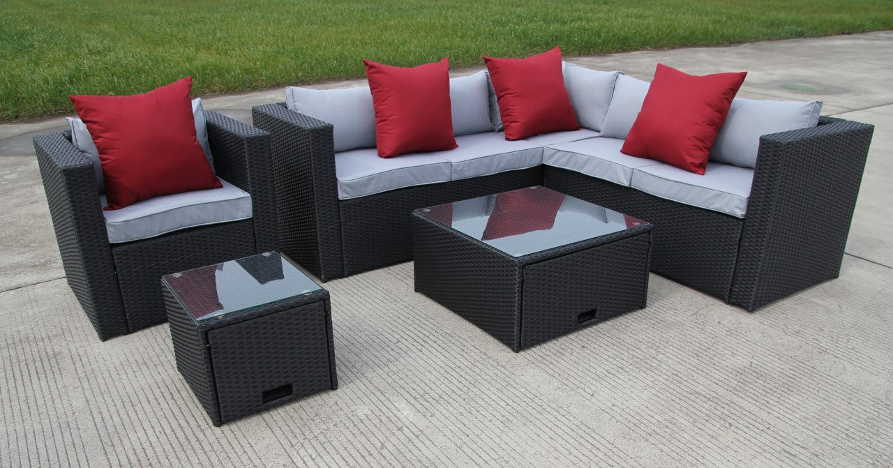 NEW RATTAN WICKER CONSERVATORY OUTDOOR GARDEN FURNITURE SET CORNER SOFA TABLE