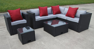NEW RATTAN WICKER CONSERVATORY OUTDOOR GARDEN FURNITURE SET CORNER SOFA TABLE