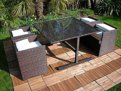 RATTAN WICKER CONSERVATORY OUTDOOR GARDEN FURNITURE PATIO CUBE TABLE CHAIR SET