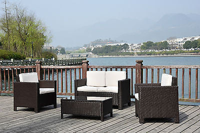 NEW TWIN SOFA SINGLE  RATTAN WICKER CONSERVATORY OUTDOOR GARDEN FURNITURE SET