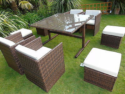 RATTAN WICKER CONSERVATORY OUTDOOR GARDEN FURNITURE PATIO CUBE TABLE CHAIR SET