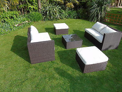 NEW RATTAN WICKER CONSERVATORY OUTDOOR GARDEN FURNITURE SET CORNER SOFA TABLE