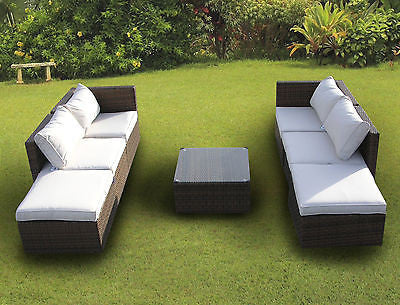 NEW RATTAN WICKER CONSERVATORY OUTDOOR GARDEN FURNITURE SET CORNER SOFA TABLE