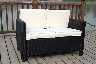 NEW TWIN RATTAN WICKER CONSERVATORY OUTDOOR GARDEN FURNITURE SET