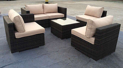 NEW RATTAN WICKER CONSERVATORY OUTDOOR GARDEN FURNITURE SET CORNER SOFA TABLE