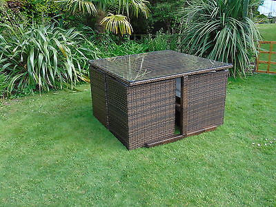 RATTAN WICKER CONSERVATORY OUTDOOR GARDEN FURNITURE PATIO CUBE TABLE CHAIR SET