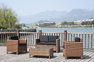 NEW TWIN SOFA SINGLE  RATTAN WICKER CONSERVATORY OUTDOOR GARDEN FURNITURE SET