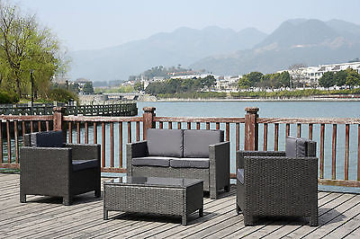 NEW TWIN SOFA SINGLE  RATTAN WICKER CONSERVATORY OUTDOOR GARDEN FURNITURE SET