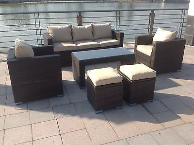 NEW RATTAN WICKER CONSERVATORY OUTDOOR GARDEN FURNITURE SET CORNER SOFA TABLE