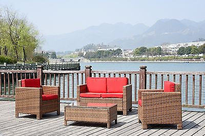 NEW TWIN SOFA SINGLE  RATTAN WICKER CONSERVATORY OUTDOOR GARDEN FURNITURE SET