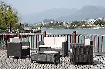 NEW TWIN SOFA SINGLE  RATTAN WICKER CONSERVATORY OUTDOOR GARDEN FURNITURE SET