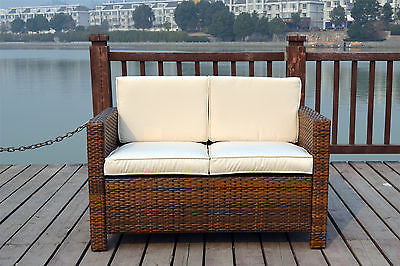 NEW TWIN RATTAN WICKER CONSERVATORY OUTDOOR GARDEN FURNITURE SET