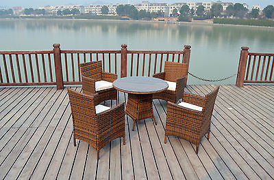 NEW BISTRO 2-4-6 SEATER RATTAN WICKER DINING OUTDOOR GARDEN FURNITURE SET