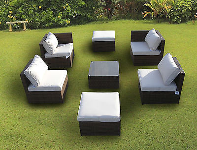 NEW RATTAN WICKER CONSERVATORY OUTDOOR GARDEN FURNITURE SET CORNER SOFA TABLE