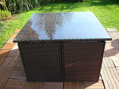 RATTAN WICKER CONSERVATORY OUTDOOR GARDEN FURNITURE PATIO CUBE TABLE CHAIR SET