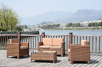 NEW TWIN SOFA SINGLE  RATTAN WICKER CONSERVATORY OUTDOOR GARDEN FURNITURE SET