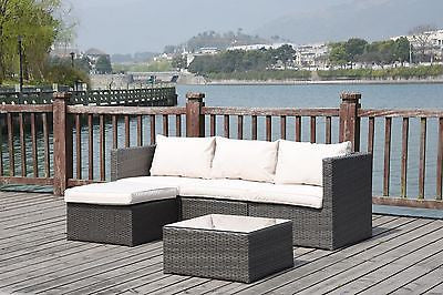 NEW RATTAN WICKER CONSERVATORY OUTDOOR GARDEN FURNITURE SET CORNER SOFA TABLE