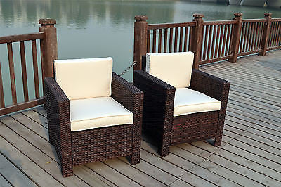 NEW SINGLE CHAIRS RATTAN WICKER CONSERVATORY OUTDOOR GARDEN FURNITURE SET