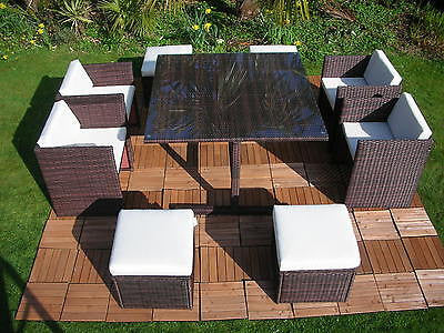 RATTAN WICKER CONSERVATORY OUTDOOR GARDEN FURNITURE PATIO CUBE TABLE CHAIR SET