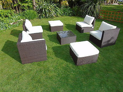NEW RATTAN WICKER CONSERVATORY OUTDOOR GARDEN FURNITURE SET CORNER SOFA TABLE