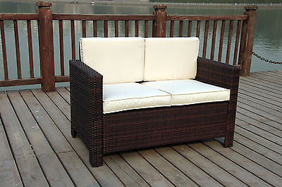 NEW TWIN RATTAN WICKER CONSERVATORY OUTDOOR GARDEN FURNITURE SET