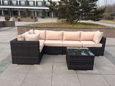 NEW RATTAN WICKER CONSERVATORY OUTDOOR GARDEN FURNITURE SET CORNER SOFA TABLE