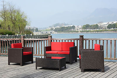 NEW TWIN SOFA SINGLE  RATTAN WICKER CONSERVATORY OUTDOOR GARDEN FURNITURE SET