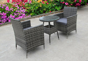 RATTAN 2 TWO SEATER CHAIRS DINING WICKER BISTRO OUTDOOR GARDEN FURNITURE SET