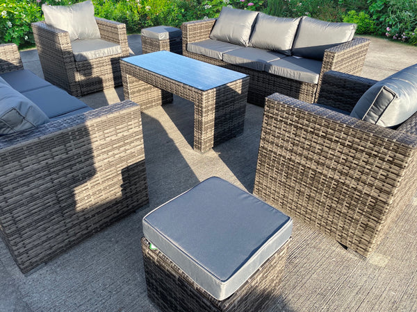 RATTAN WICKER GARDEN OUTDOOR TABLE AND CHAIRS FURNITURE PATIO COFFEE TABLE SET GREY
