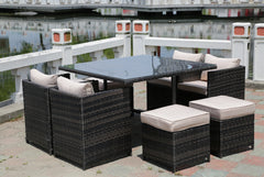 RATTAN WICKER CONSERVATORY OUTDOOR GARDEN FURNITURE PATIO CUBE TABLE CHAIR SET