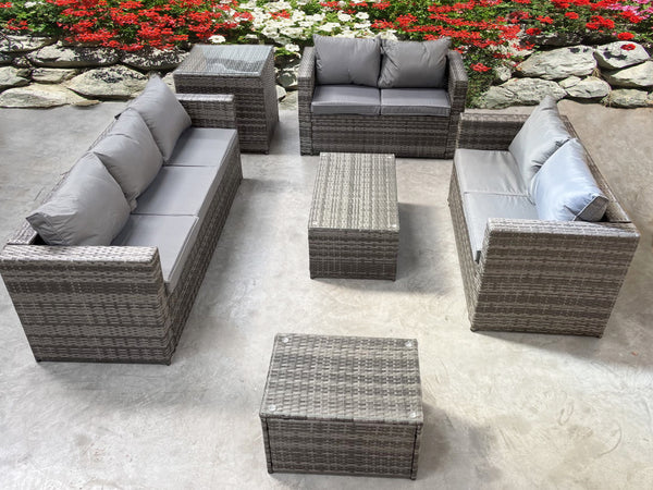 NEW RATTAN GARDEN WICKER OUTDOOR CONSERVATORY CORNER SOFA FURNITURE SET