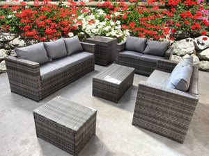 NEW RATTAN GARDEN WICKER OUTDOOR CONSERVATORY CORNER SOFA FURNITURE SET
