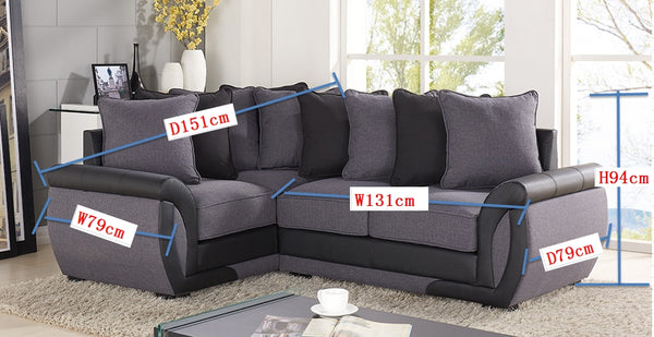 CORNER SOFA SUITES SETTEE GRAY CHARCOAL FABRIC 3 2 SEATER ARMCHAIR LEATHER